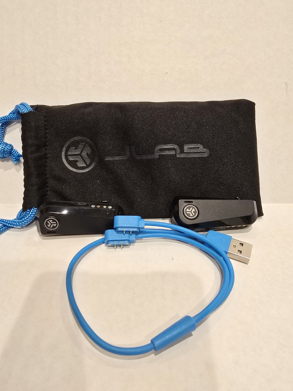 JLab Bluetooth Headset Set with Carry Pouch - Black and Bright Blue